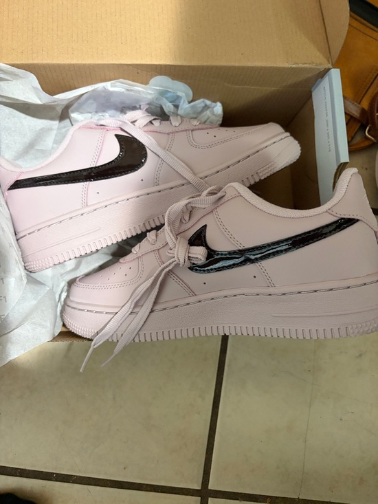 Nike Shoes - Nike Low-Top Sneakers in Light Pink with Black Patent Swoosh
